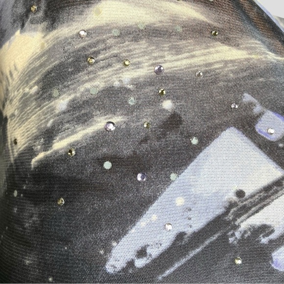Karen Kane Women’s Abstract Splatter& Brush Strokes Sparkles Mesh Top Sz. S Y2K - Picture 14 of 15